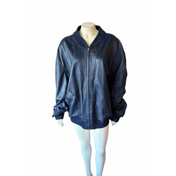Bally Reversible Blue Suede Leather Bomber Jacket Vintage Sz 46 - Picture 9 of 16